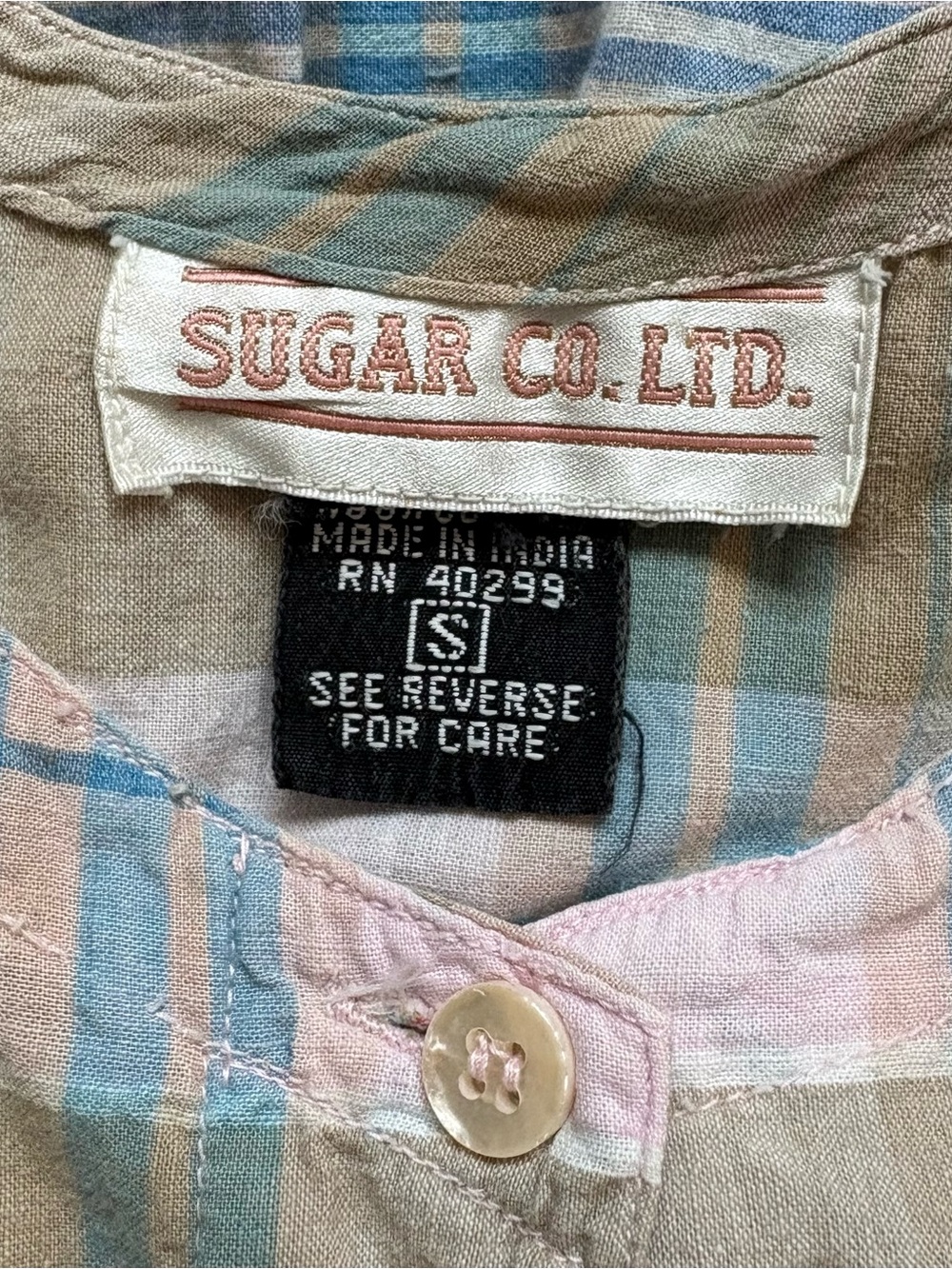 VINTAGE 80's SUGAR CO. LTD Pink Beige Blue PLAIN Cottage JUMPER Midi Dress - Picture 6 of 7